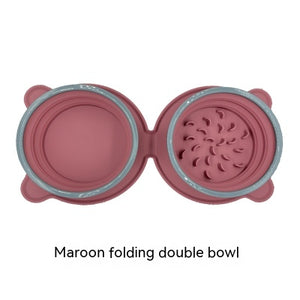 Portable Silicone Double Dog Food Bowls