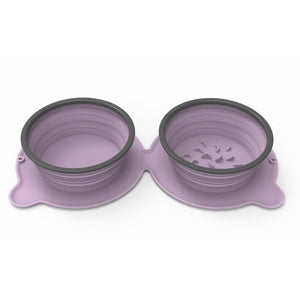 Portable Silicone Double Dog Food Bowls