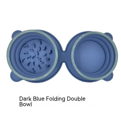 Portable Silicone Double Dog Food Bowls